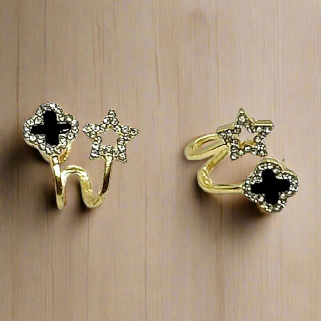 Zirconia Star Shaped Twisted Minimal Stud Earrings