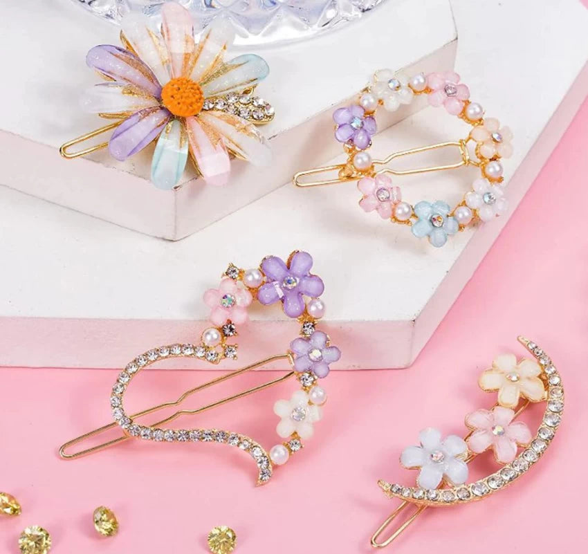 Korean Sparkle Floral Fancy Hair Clip