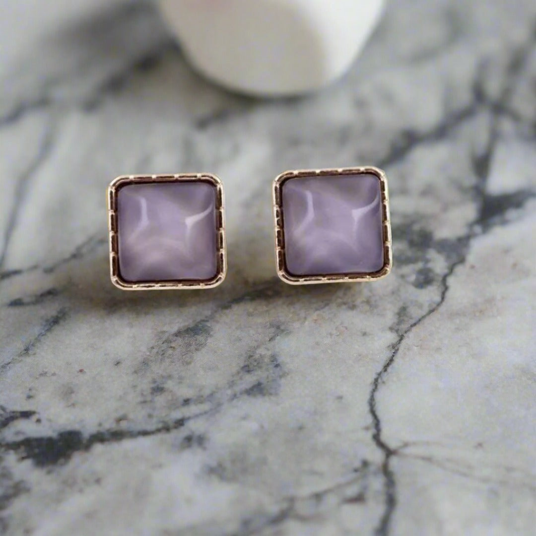 Black Square Stud Statement Korean Fashion Earrings