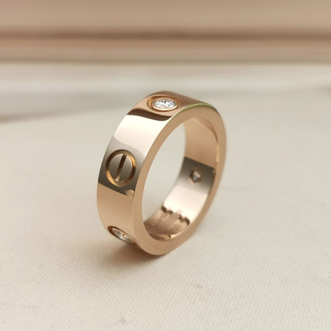 Anti Tarnish Korean Bolt & Gems Ring (Gold)