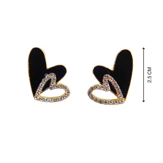 Crystal Double Hearts Statement Korean Fashion Earrings
