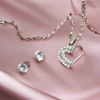 Crystal Heart Korean Fashion Jewellery Set