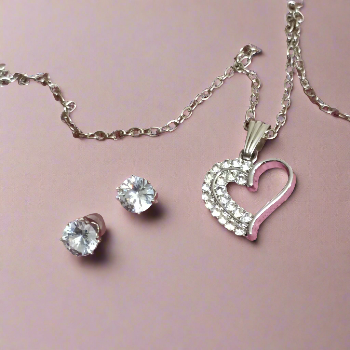 Crystal Heart Korean Fashion Jewellery Set