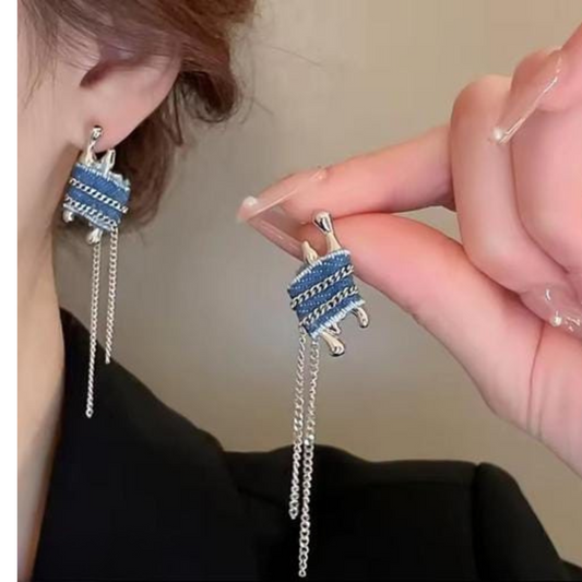 Denim Glam Dangler Earring