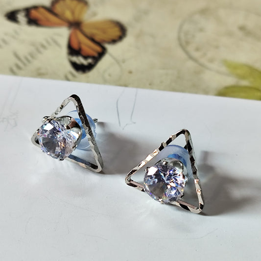 Diamond Glow Triangle Stud Earrings