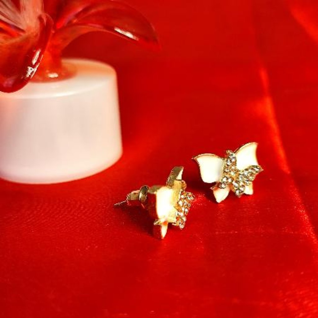 Double Butterfly Minimal Studs Korean Fashion Earrings