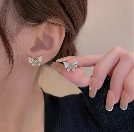 Double Butterfly Minimal Studs Korean Fashion Earrings