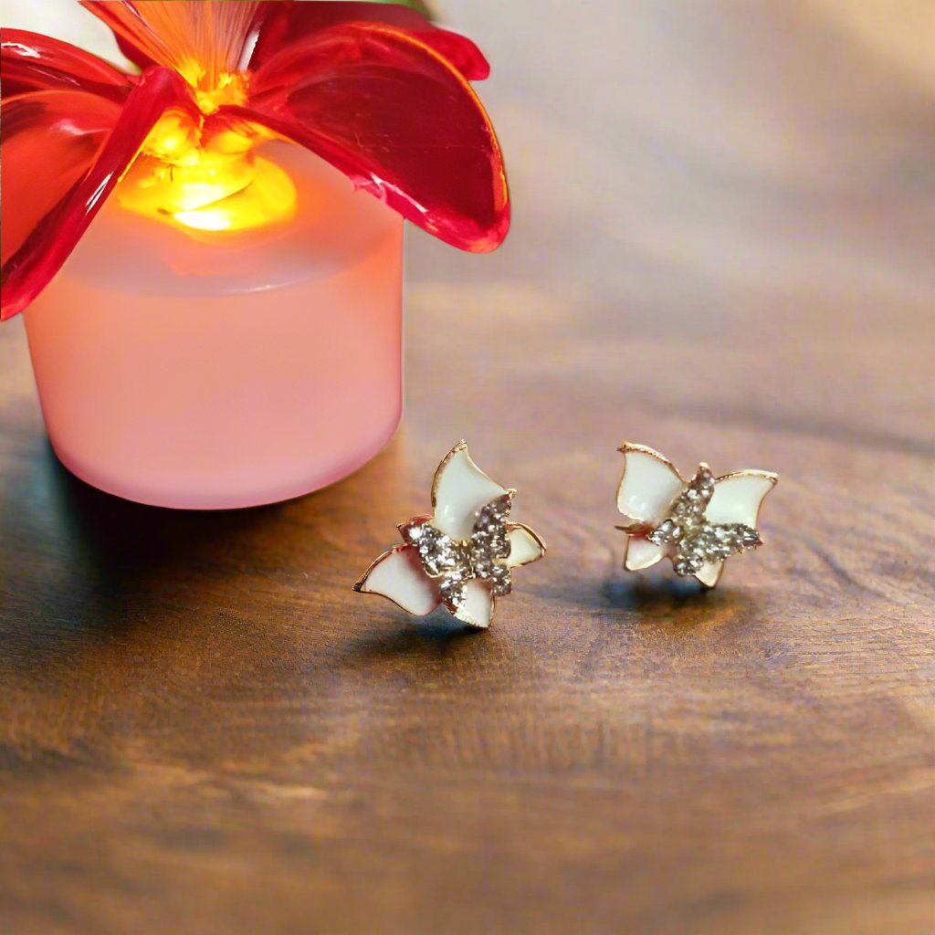 Double Butterfly Minimal Studs Korean Fashion Earrings