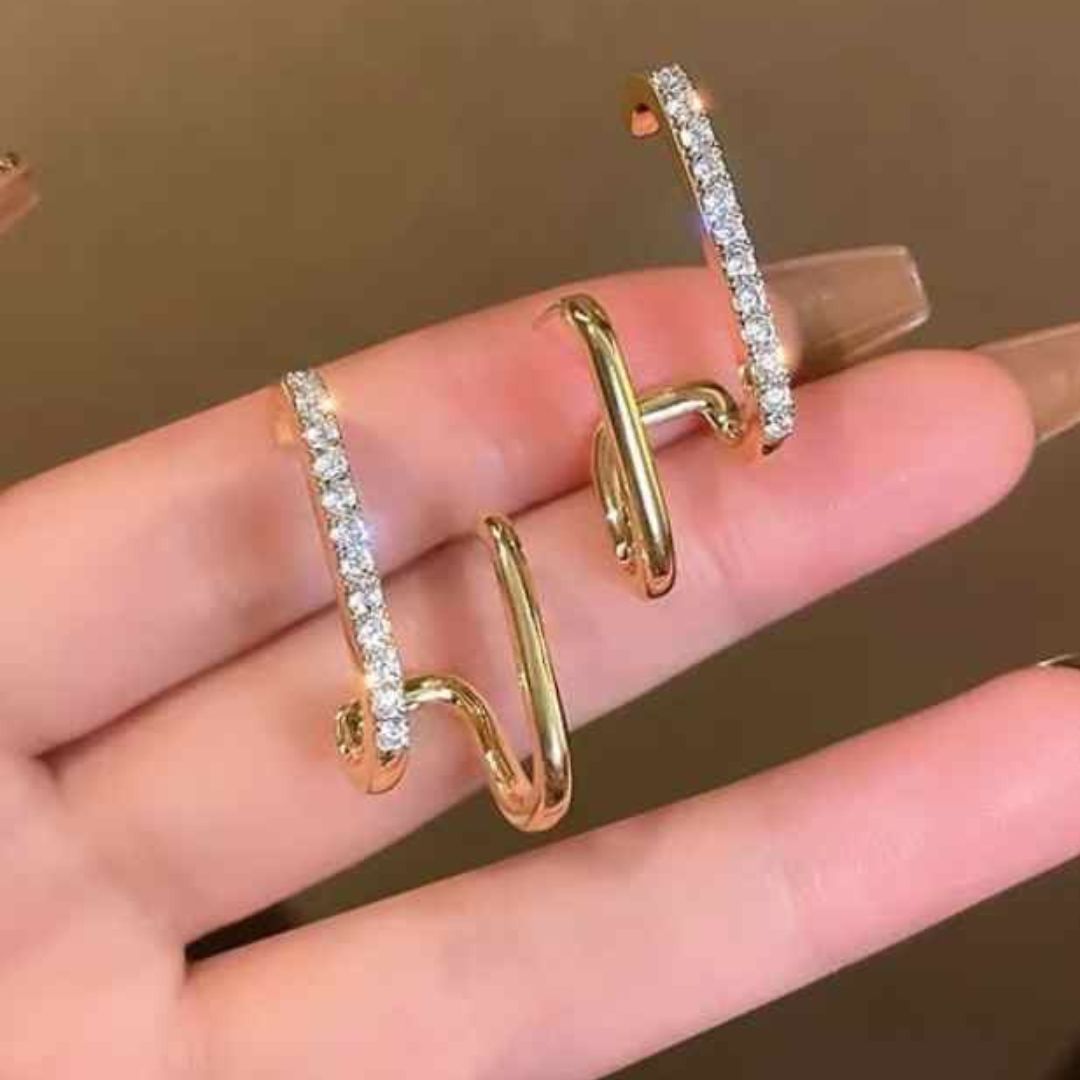 Double Layered Minimal Stud Korean Fashion Earrings