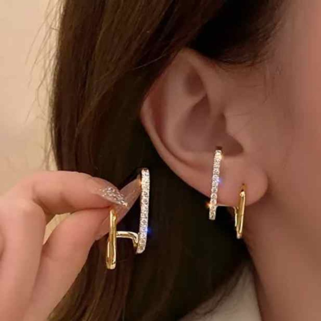 Double Layered Minimal Stud Korean Fashion Earrings