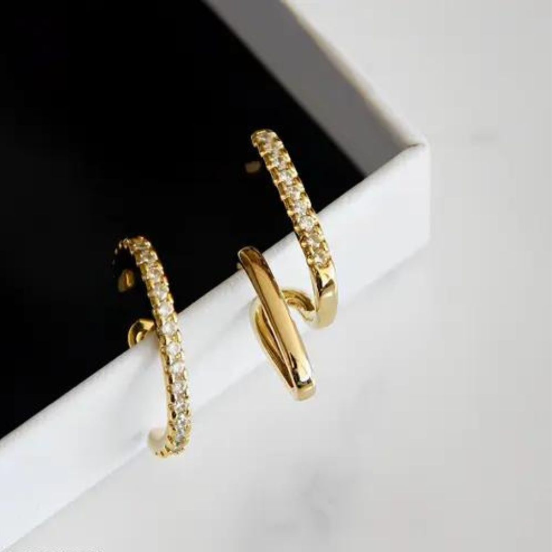 Double Layered Minimal Stud Korean Fashion Earrings