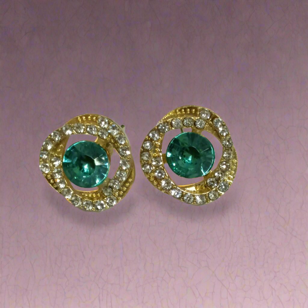 Emerald Glow Statement Korean Fashion Earrings
