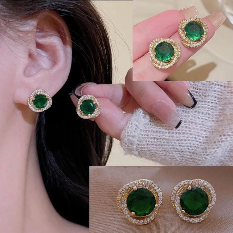 Emerald Glow Statement Korean Fashion Earrings