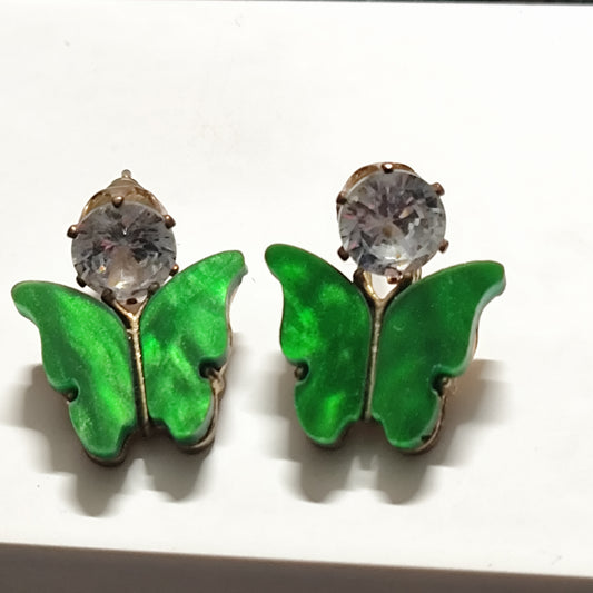 Green Butterfly Stud Earrings
