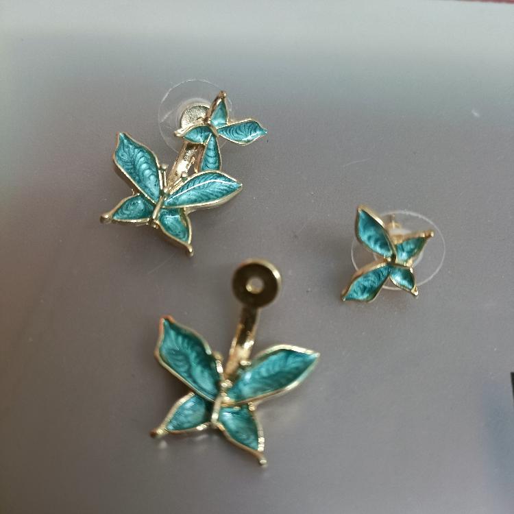 Green Double Butterfly Drop Korean Fashion Earrings