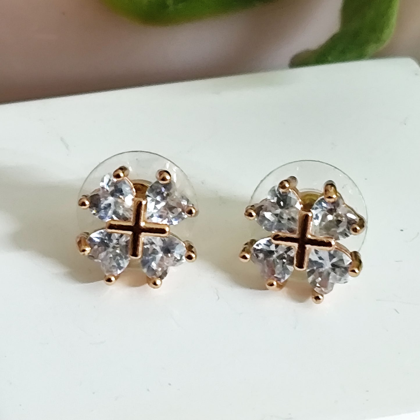 Four Hearts American Diamond Stud