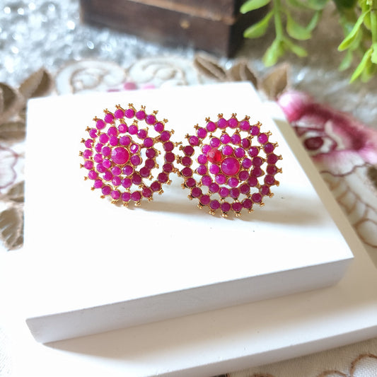 Karnpriya Zirconia Studs Earrings (Crimson Red)