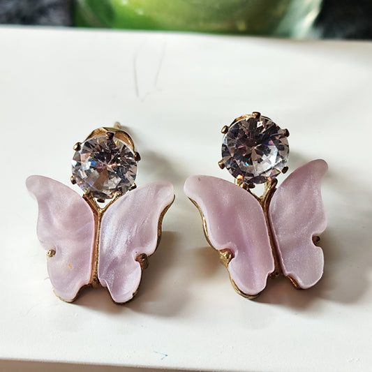 Lavender Butterfly Stud Earrings