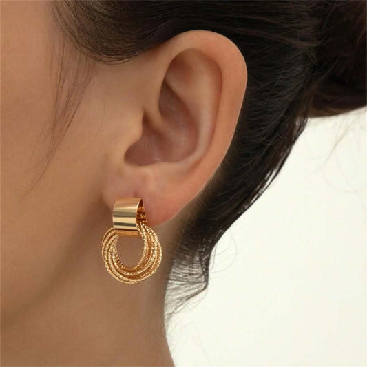 Multilayer Circular Stud Statement Trendy Korean Fashion Earrings