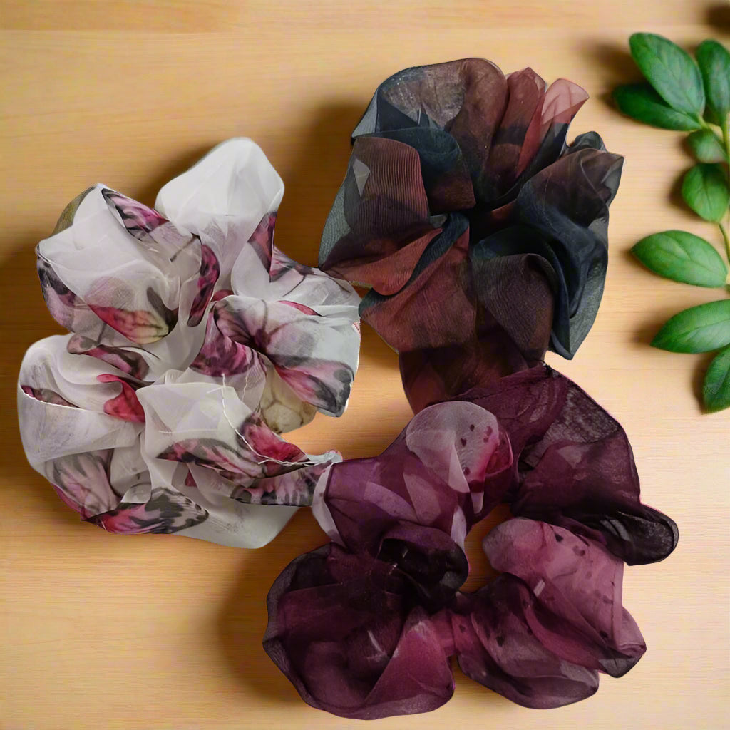 Organza Scrunchies_ Multicolour (Pack of 3)