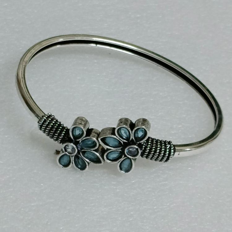 Oxidized Antique Floral Fusion Trendy Bracelet Turquoise