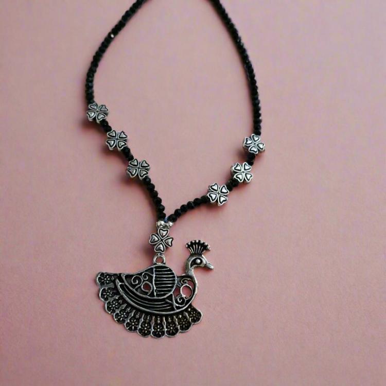 Oxidized Peacock Shape Necklace