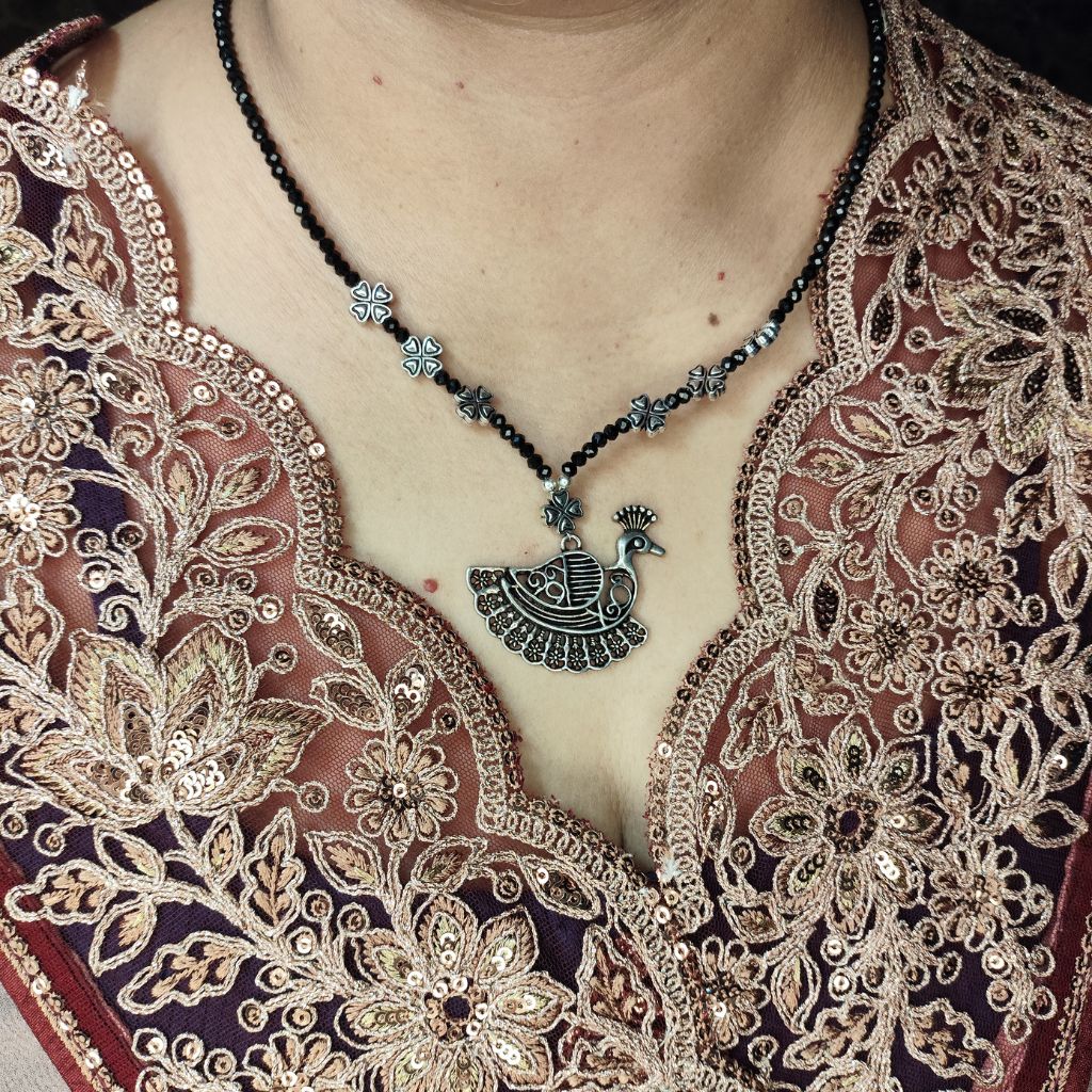 Oxidized Peacock Shape Necklace
