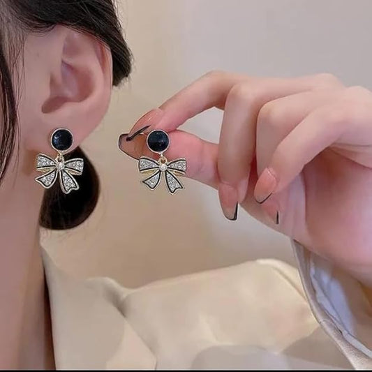 Pearl Bow Drop Trendy Korean Fashion Earring
