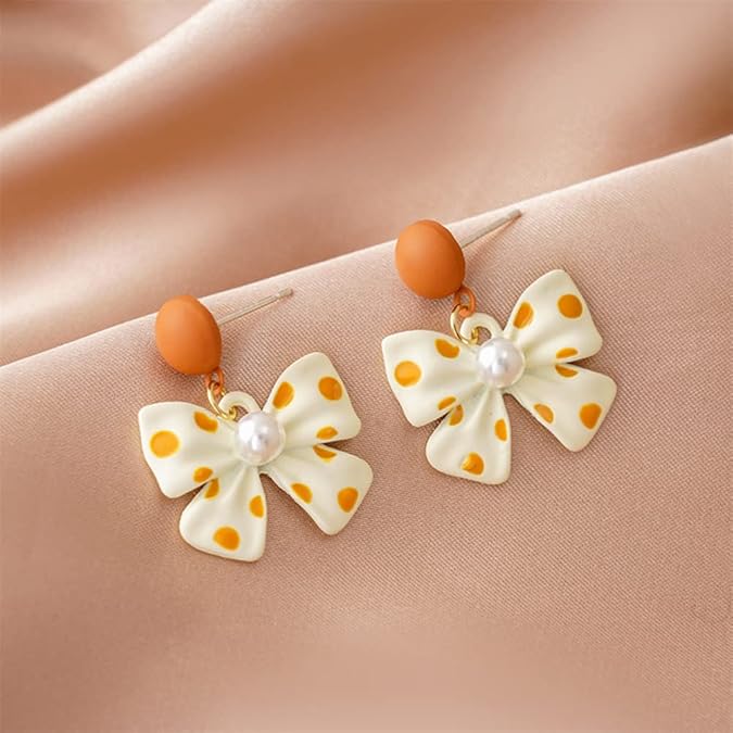 Pearl Perfection Bows Drop Trendy Korean Fashion Earrings