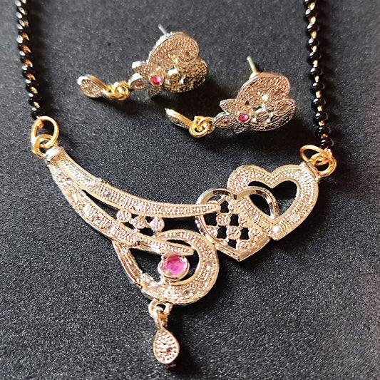 Rajat Haar American Diamond Mangalsutra (Pink)