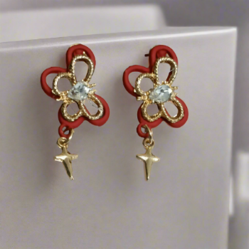 Red Butterfly and Star Drop Korean Fashion Earrings