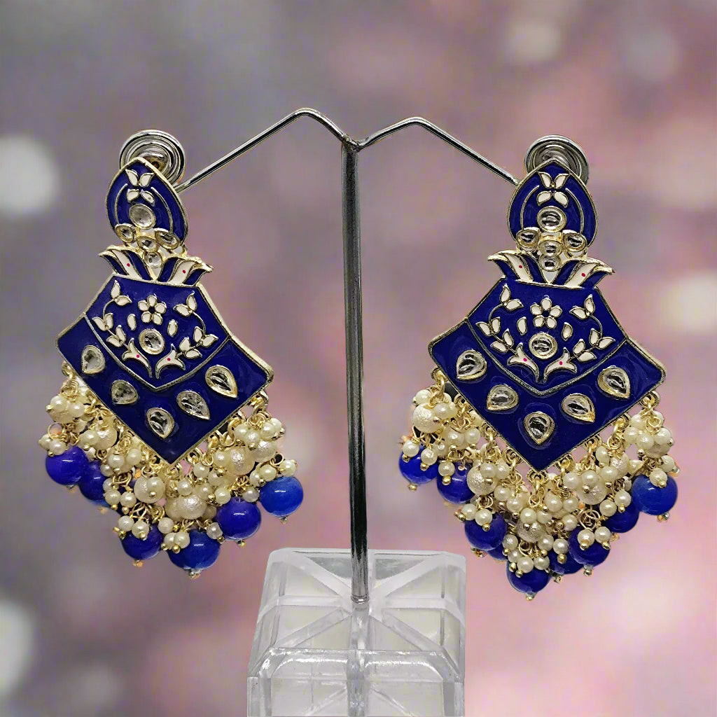 Royal Blue Meenakari Chandbali