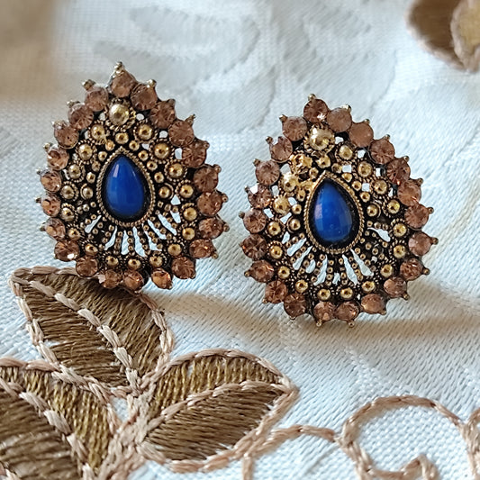 Teardrop Zirconia Studs (Blue)