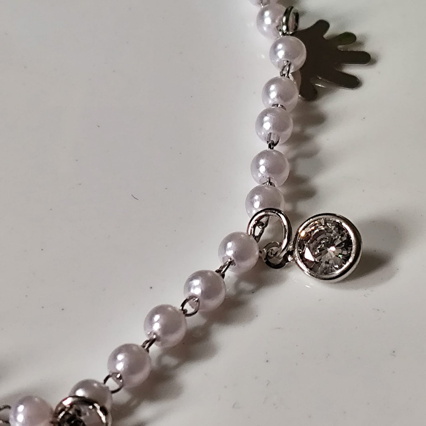 Boho Style Pearl Silver Anklet