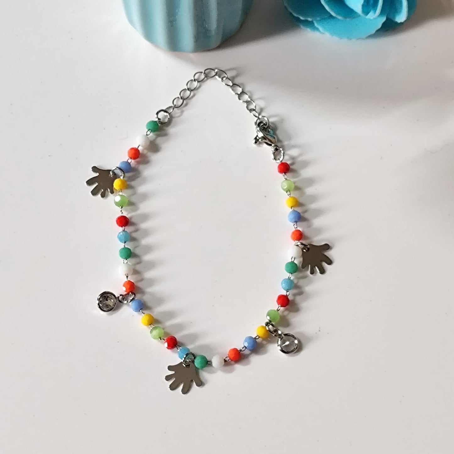 Boho Style Multicolored Silver  Anklet