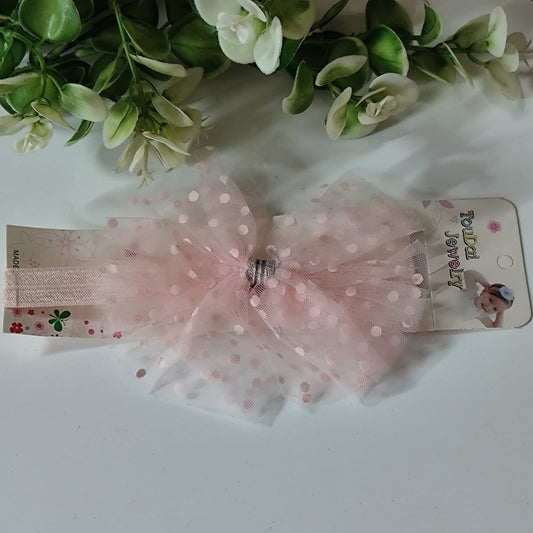 Peach Polka Puff Headband