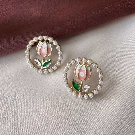Sparkle Lotus Stud Earring