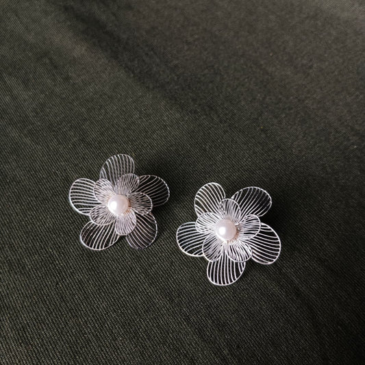 Silver Floral Stud Earring
