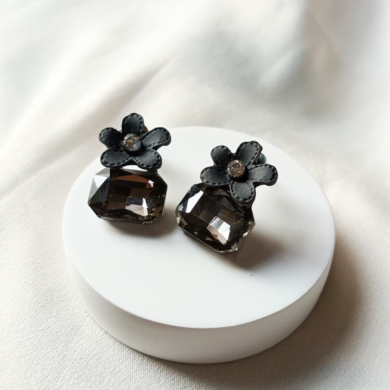 vintage Black Floral Stud