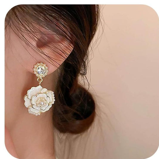 Floral Charm Drop Earring