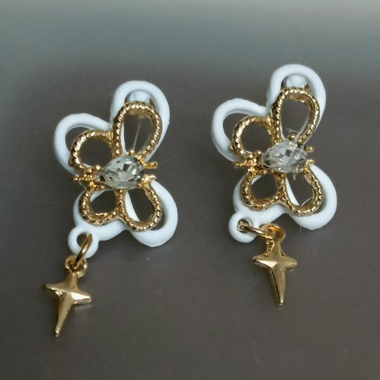 White Butterfly and Star Drop Korean Fashion Earrings