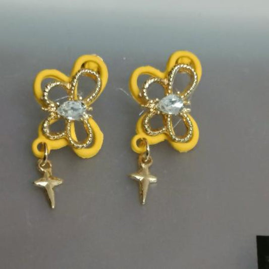 Yellow Butterfly and Star Drop Korean Fashion Earrings
