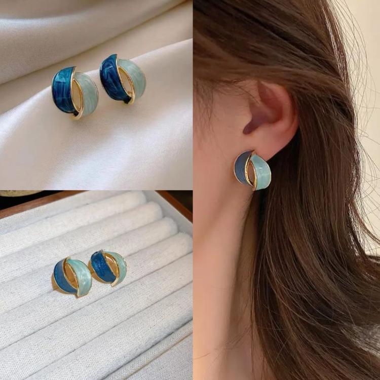 Dual-Color Loop Minimal Korean Fashion Earrings